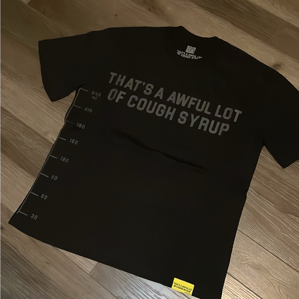 Black/gray awful lot of cough syrup t size S in men’s available